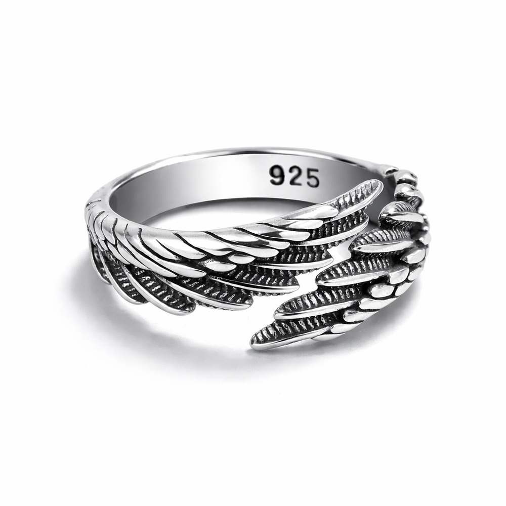 S925 Silver Feather Ring